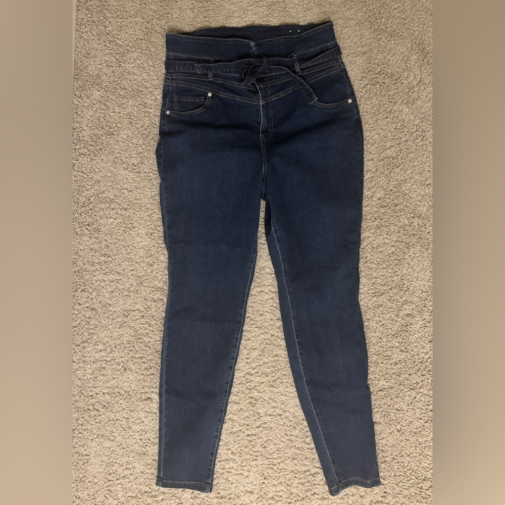 Fashion to Figure Womens Tie Front Skinny Jean Size 20 High Waist Curvy